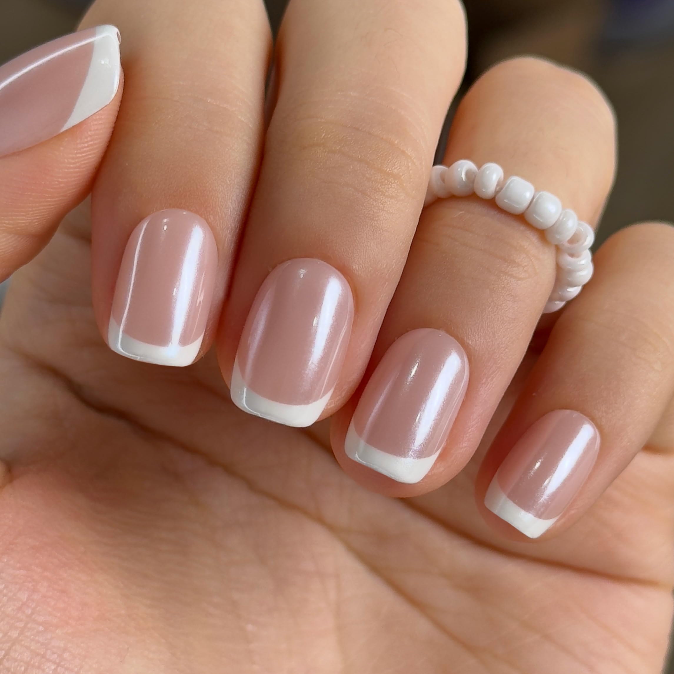 Amazon.com: Curvlife Press On Nails Short Square White - Pearl
